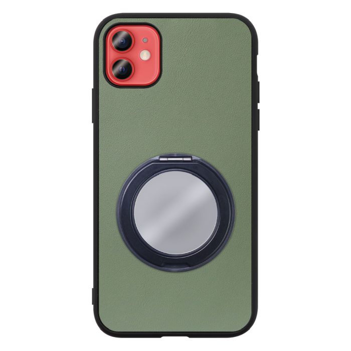 [ LOOF RING-SHELL (ミラー Ver.) ] iPhone 12 mini iphone12mini 12mini 12ミニ スマホケース 背面 ケース カバー ミラー付きスマホリング スタンド 本革 レザー 落下防止  [ iPhone 12 mini ]