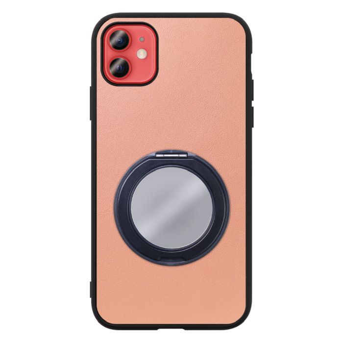 [ LOOF RING-SHELL (ミラー Ver.) ] iPhone 12 mini iphone12mini 12mini 12ミニ スマホケース 背面 ケース カバー ミラー付きスマホリング スタンド 本革 レザー 落下防止  [ iPhone 12 mini ]