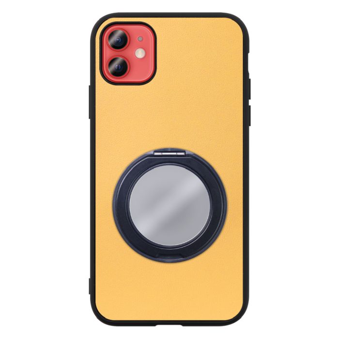 [ LOOF RING-SHELL (ミラー Ver.) ] iPhone 12 mini iphone12mini 12mini 12ミニ スマホケース 背面 ケース カバー ミラー付きスマホリング スタンド 本革 レザー 落下防止  [ iPhone 12 mini ]