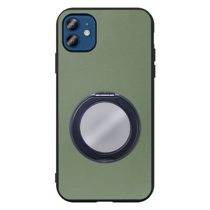 [ LOOF RING-SHELL (ミラー Ver.) ] iPhone 12 / 12 Pro iphone12 iphone12pro 12pro 12プロ スマホケース 背面 ケース カバー ミラー付きスマホリング スタンド 本革 レザー 落下防止  [ iPhone 12 / 12 Pro ]