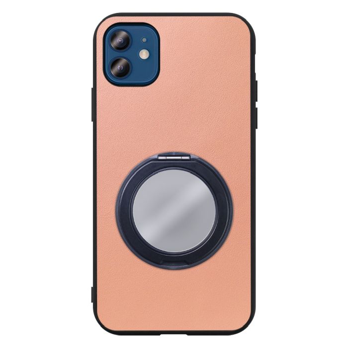 [ LOOF RING-SHELL (ミラー Ver.) ] iPhone 12 / 12 Pro iphone12 iphone12pro 12pro 12プロ スマホケース 背面 ケース カバー ミラー付きスマホリング スタンド 本革 レザー 落下防止  [ iPhone 12 / 12 Pro ]