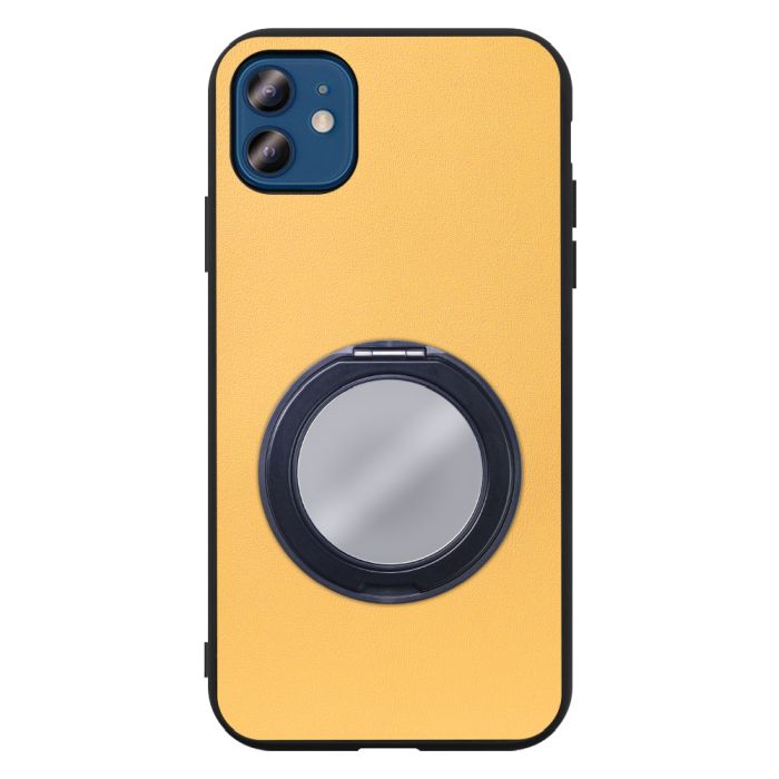 [ LOOF RING-SHELL (ミラー Ver.) ] iPhone 12 / 12 Pro iphone12 iphone12pro 12pro 12プロ スマホケース 背面 ケース カバー ミラー付きスマホリング スタンド 本革 レザー 落下防止  [ iPhone 12 / 12 Pro ]