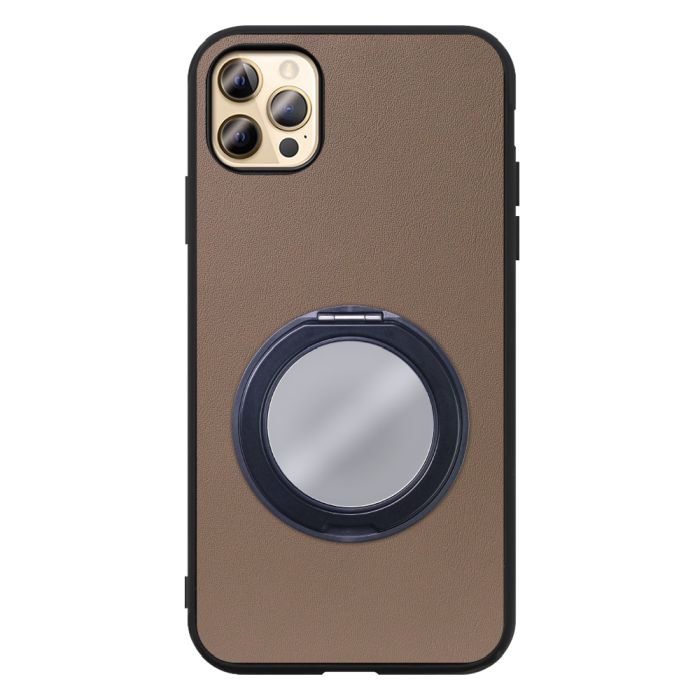 [ LOOF RING-SHELL (ミラー Ver.) ] iPhone 12 Pro Max iphone12promax 12promax 12プロマックス スマホケース 背面 ケース カバー ミラー付きスマホリング スタンド 本革 レザー 落下防止  [ iPhone 12 Pro Max ]