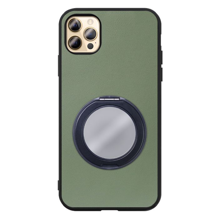 [ LOOF RING-SHELL (ミラー Ver.) ] iPhone 12 Pro Max iphone12promax 12promax 12プロマックス スマホケース 背面 ケース カバー ミラー付きスマホリング スタンド 本革 レザー 落下防止  [ iPhone 12 Pro Max ]