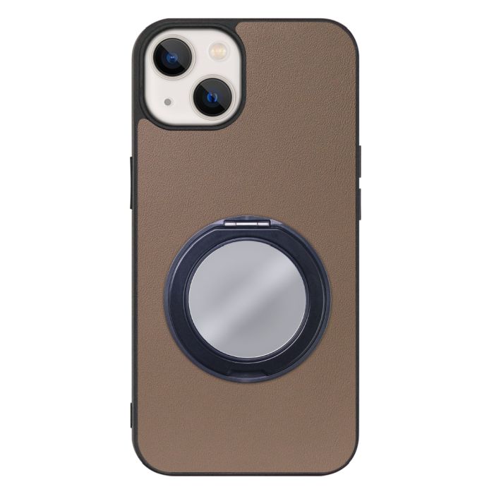 [ LOOF RING-SHELL (ミラー Ver.) ] iPhone 13 mini iphone13mini 13mini ミニ スマホケース 背面 ケース カバー ミラー付きスマホリング スタンド 本革 レザー 落下防止  [ iPhone 13 mini ]