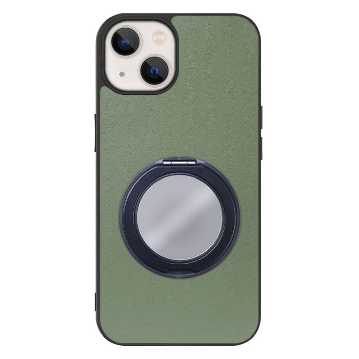 [ LOOF RING-SHELL (ミラー Ver.) ] iPhone 13 mini iphone13mini 13mini ミニ スマホケース 背面 ケース カバー ミラー付きスマホリング スタンド 本革 レザー 落下防止  [ iPhone 13 mini ]