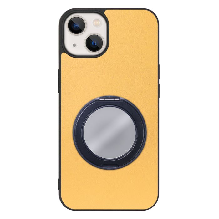 [ LOOF RING-SHELL (ミラー Ver.) ] iPhone 13 mini iphone13mini 13mini ミニ スマホケース 背面 ケース カバー ミラー付きスマホリング スタンド 本革 レザー 落下防止  [ iPhone 13 mini ]