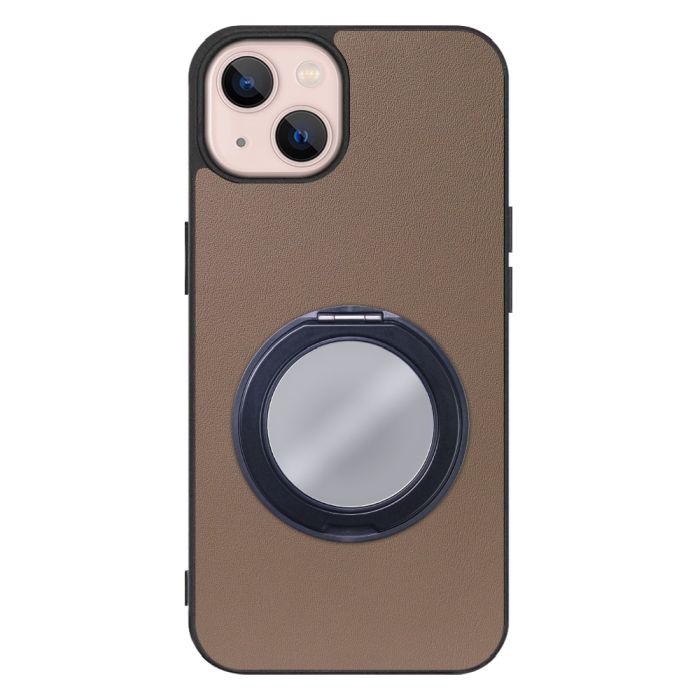 [ LOOF RING-SHELL (ミラー Ver.) ] iPhone 13 iphone13 スマホケース 背面 ケース カバー ミラー付きスマホリング スタンド 本革 レザー 落下防止  [ iPhone 13 ]