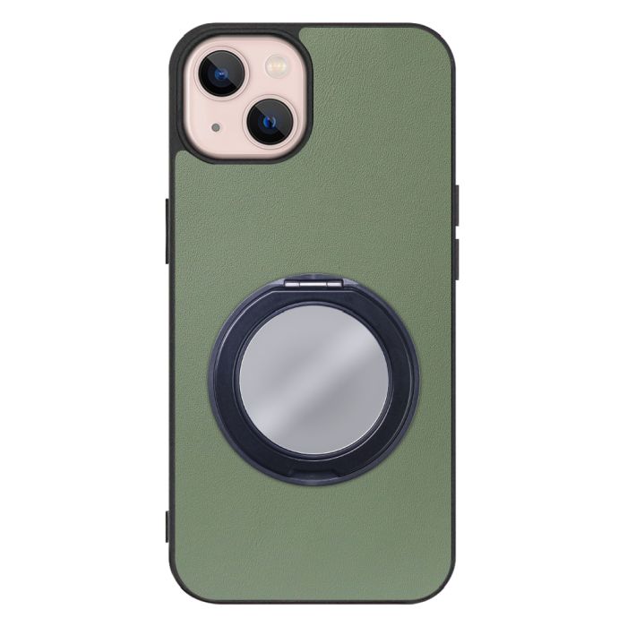 [ LOOF RING-SHELL (ミラー Ver.) ] iPhone 13 iphone13 スマホケース 背面 ケース カバー ミラー付きスマホリング スタンド 本革 レザー 落下防止  [ iPhone 13 ]