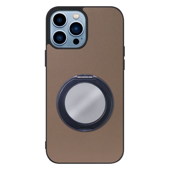 [ LOOF RING-SHELL (ミラー Ver.) ] iPhone 13 Pro iphone13pro 13pro プロ スマホケース 背面 ケース カバー ミラー付きスマホリング スタンド 本革 レザー 落下防止  [ iPhone 13 Pro ]