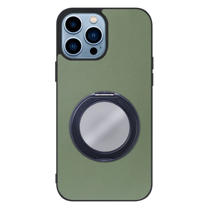 [ LOOF RING-SHELL (ミラー Ver.) ] iPhone 13 Pro iphone13pro 13pro プロ スマホケース 背面 ケース カバー ミラー付きスマホリング スタンド 本革 レザー 落下防止  [ iPhone 13 Pro ]