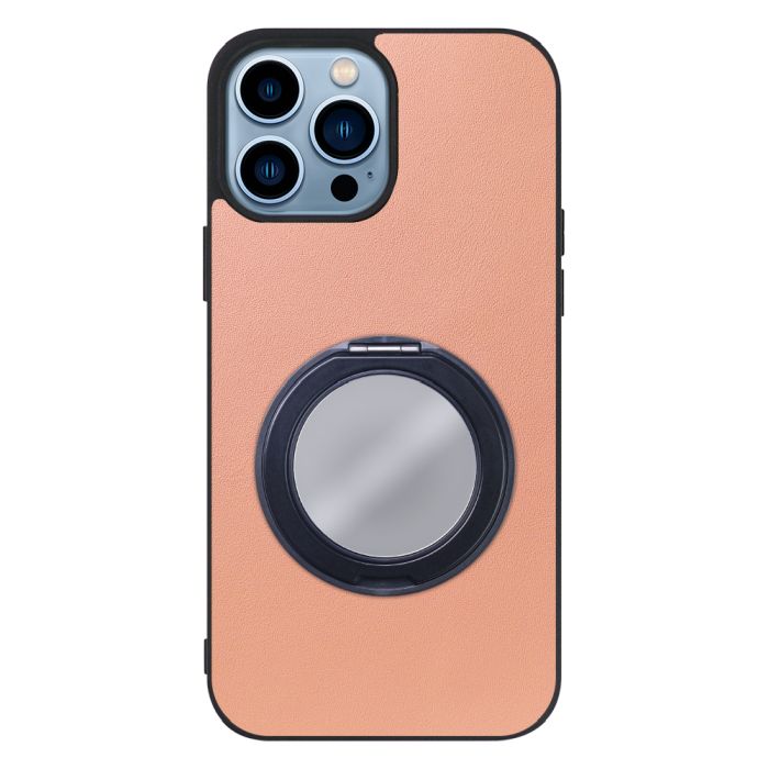 [ LOOF RING-SHELL (ミラー Ver.) ] iPhone 13 Pro iphone13pro 13pro プロ スマホケース 背面 ケース カバー ミラー付きスマホリング スタンド 本革 レザー 落下防止  [ iPhone 13 Pro ]