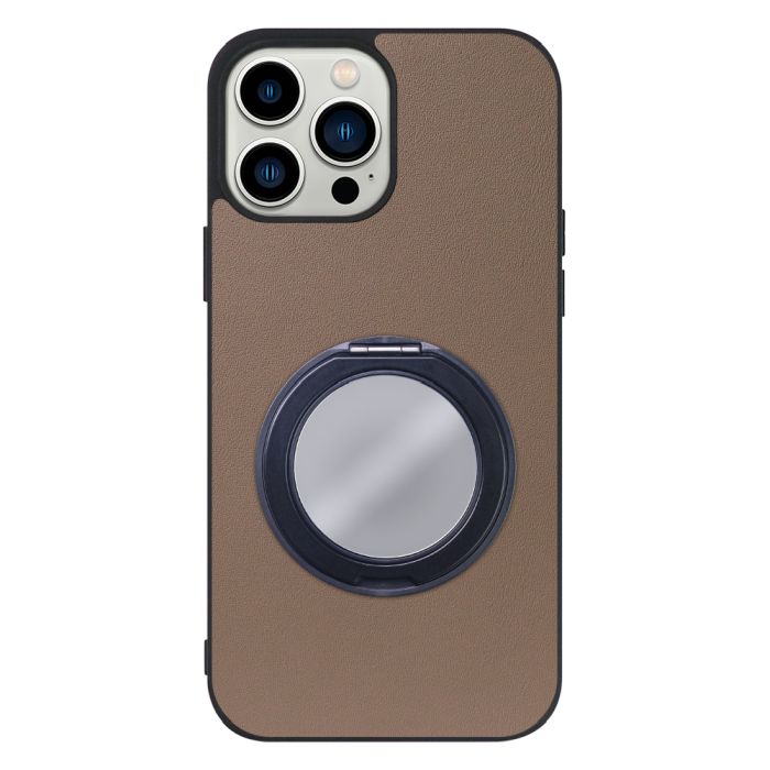 [ LOOF RING-SHELL (ミラー Ver.) ] iPhone 13 Pro Max iphone13promax 13promax promax プロマックス スマホケース 背面 ケース カバー ミラー付きスマホリング スタンド 本革 レザー 落下防止  [ iPhone 13 Pro Max ]