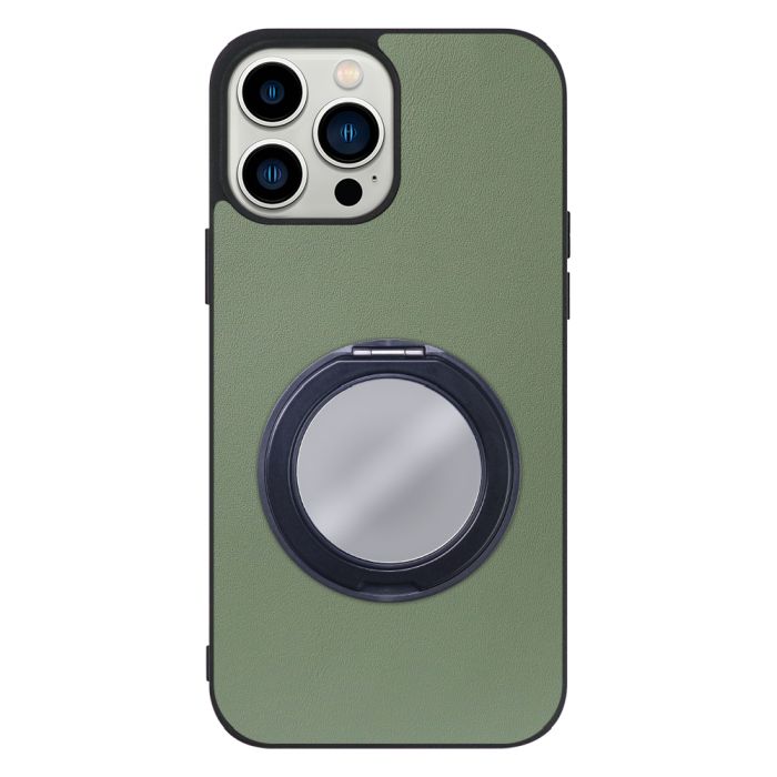 [ LOOF RING-SHELL (ミラー Ver.) ] iPhone 13 Pro Max iphone13promax 13promax promax プロマックス スマホケース 背面 ケース カバー ミラー付きスマホリング スタンド 本革 レザー 落下防止  [ iPhone 13 Pro Max ]