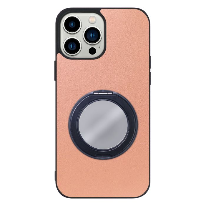 [ LOOF RING-SHELL (ミラー Ver.) ] iPhone 13 Pro Max iphone13promax 13promax promax プロマックス スマホケース 背面 ケース カバー ミラー付きスマホリング スタンド 本革 レザー 落下防止  [ iPhone 13 Pro Max ]