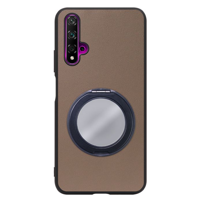[ LOOF RING-SHELL (ミラー Ver.) ] HUAWEI nova 5T nova5t スマホケース 背面 ケース カバー ミラー付きスマホリング スタンド 本革 レザー 落下防止  [ HUAWEI nova 5T ]