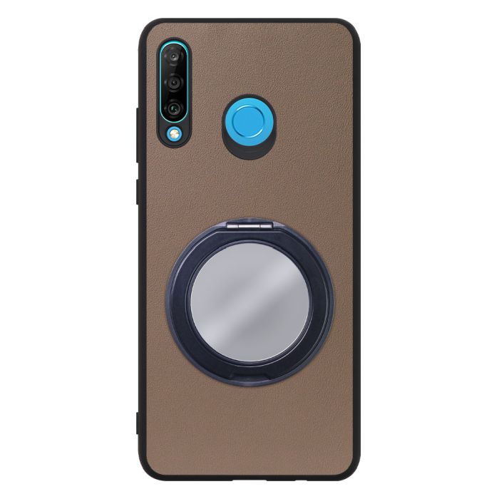 [ LOOF RING-SHELL (ミラー Ver.) ] HUAWEI P30 lite / P30 lite Premium p30lite p30litepremium スマホケース 背面 ケース カバー ミラー付きスマホリング スタンド 本革 レザー 落下防止  [ HUAWEI P30 lite / lite Premium ]