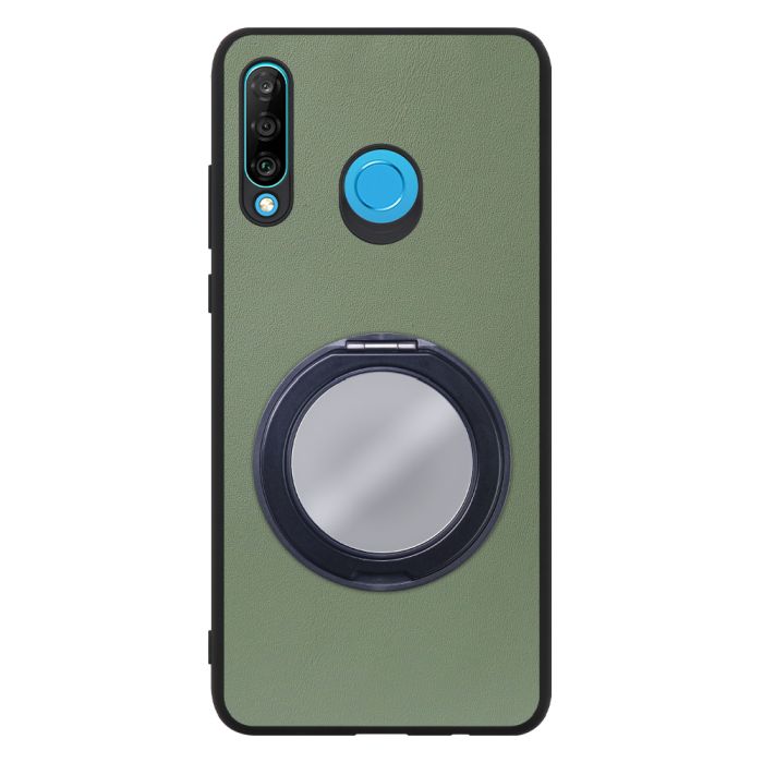 [ LOOF RING-SHELL (ミラー Ver.) ] HUAWEI P30 lite / P30 lite Premium p30lite p30litepremium スマホケース 背面 ケース カバー ミラー付きスマホリング スタンド 本革 レザー 落下防止  [ HUAWEI P30 lite / lite Premium ]