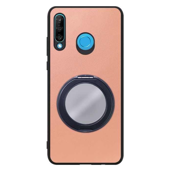 [ LOOF RING-SHELL (ミラー Ver.) ] HUAWEI P30 lite / P30 lite Premium p30lite p30litepremium スマホケース 背面 ケース カバー ミラー付きスマホリング スタンド 本革 レザー 落下防止  [ HUAWEI P30 lite / lite Premium ]