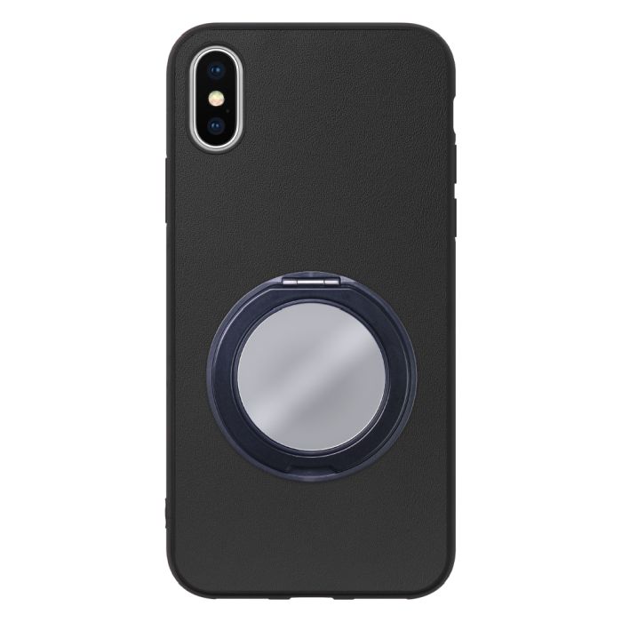 [ LOOF RING-SHELL (ミラー Ver.) ] iPhone X / XS iPhonex iPhonexs スマホケース 背面 ケース カバー ミラー付きスマホリング スタンド 本革 レザー 落下防止  [ iPhone X / XS ]