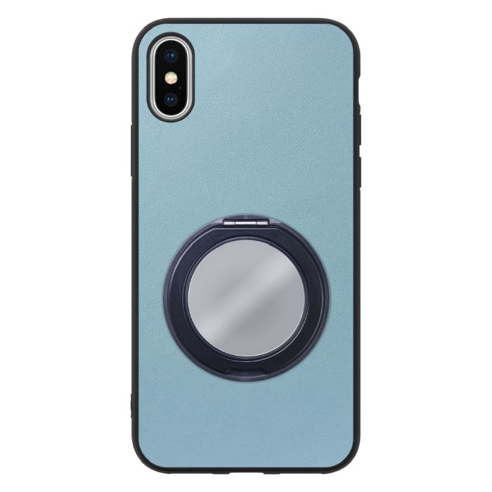 [ LOOF RING-SHELL (ミラー Ver.) ] iPhone X / XS iPhonex iPhonexs スマホケース 背面 ケース カバー ミラー付きスマホリング スタンド 本革 レザー 落下防止  [ iPhone X / XS ]