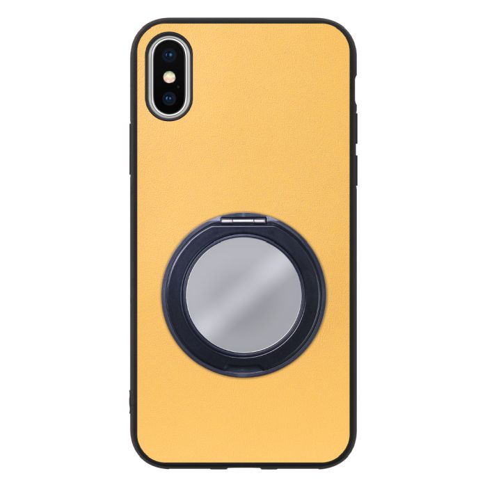 [ LOOF RING-SHELL (ミラー Ver.) ] iPhone X / XS iPhonex iPhonexs スマホケース 背面 ケース カバー ミラー付きスマホリング スタンド 本革 レザー 落下防止  [ iPhone X / XS ]