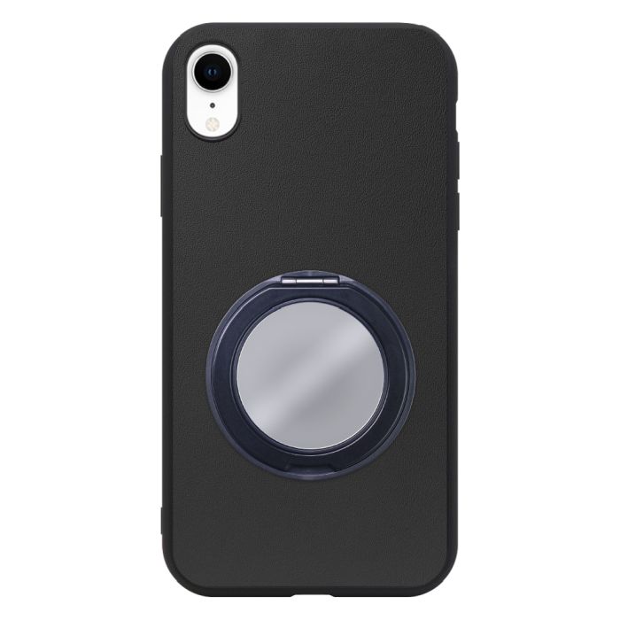[ LOOF RING-SHELL (ミラー Ver.) ] iPhone XR iPhonexr スマホケース 背面 ケース カバー ミラー付きスマホリング スタンド 本革 レザー 落下防止  [ iPhone XR ]