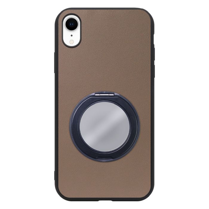 [ LOOF RING-SHELL (ミラー Ver.) ] iPhone XR iPhonexr スマホケース 背面 ケース カバー ミラー付きスマホリング スタンド 本革 レザー 落下防止  [ iPhone XR ]