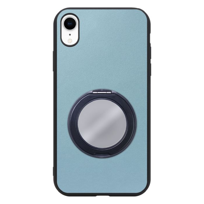 [ LOOF RING-SHELL (ミラー Ver.) ] iPhone XR iPhonexr スマホケース 背面 ケース カバー ミラー付きスマホリング スタンド 本革 レザー 落下防止  [ iPhone XR ]