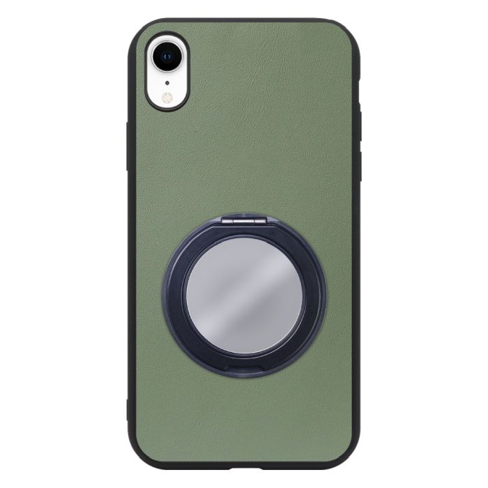 [ LOOF RING-SHELL (ミラー Ver.) ] iPhone XR iPhonexr スマホケース 背面 ケース カバー ミラー付きスマホリング スタンド 本革 レザー 落下防止  [ iPhone XR ]