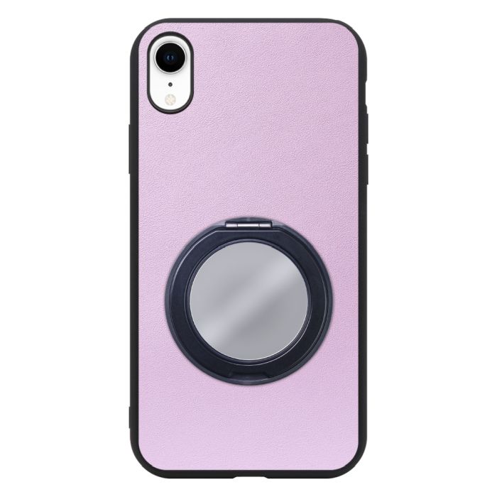 [ LOOF RING-SHELL (ミラー Ver.) ] iPhone XR iPhonexr スマホケース 背面 ケース カバー ミラー付きスマホリング スタンド 本革 レザー 落下防止  [ iPhone XR ]
