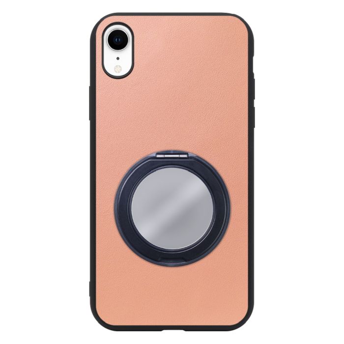 [ LOOF RING-SHELL (ミラー Ver.) ] iPhone XR iPhonexr スマホケース 背面 ケース カバー ミラー付きスマホリング スタンド 本革 レザー 落下防止  [ iPhone XR ]