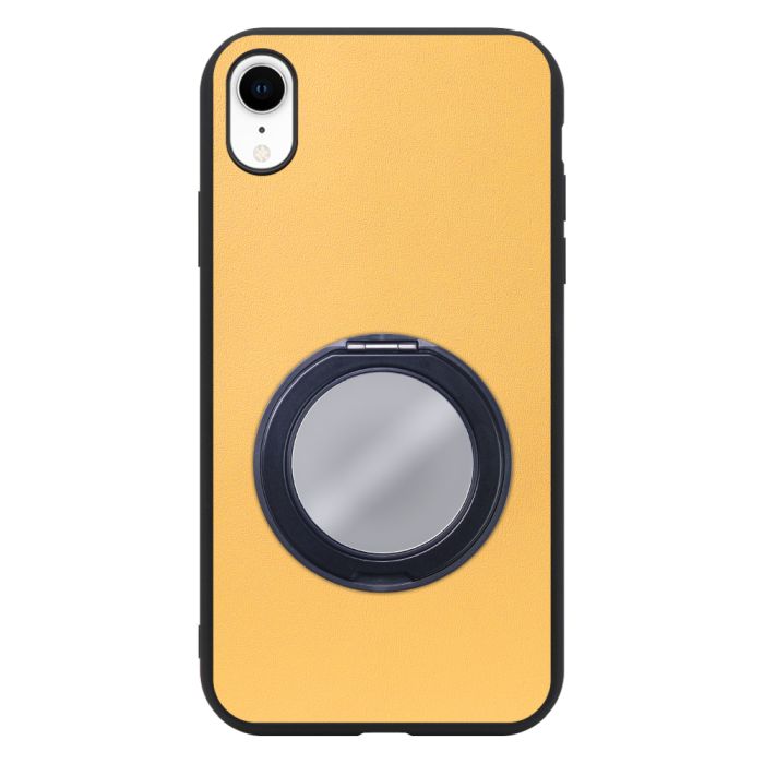 [ LOOF RING-SHELL (ミラー Ver.) ] iPhone XR iPhonexr スマホケース 背面 ケース カバー ミラー付きスマホリング スタンド 本革 レザー 落下防止  [ iPhone XR ]