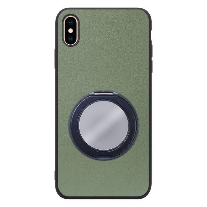 [ LOOF RING-SHELL (ミラー Ver.) ] iPhone XS Max iPhonexsmax xsmax スマホケース 背面 ケース カバー ミラー付きスマホリング スタンド 本革 レザー 落下防止  [ iPhone XS Max ]
