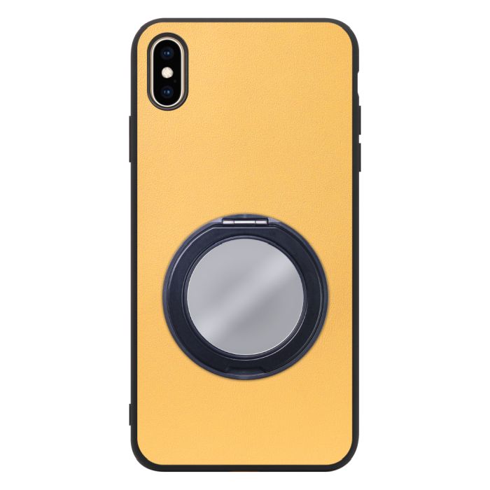 [ LOOF RING-SHELL (ミラー Ver.) ] iPhone XS Max iPhonexsmax xsmax スマホケース 背面 ケース カバー ミラー付きスマホリング スタンド 本革 レザー 落下防止  [ iPhone XS Max ]