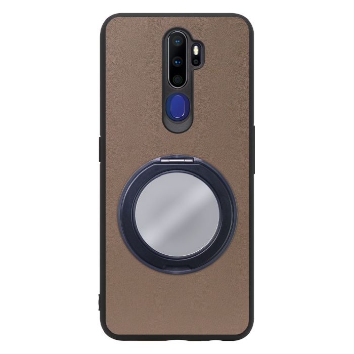 [ LOOF RING-SHELL (ミラー Ver.) ] OPPO A5 2020 a52020 oppoa5 スマホケース 背面 ケース カバー ミラー付きスマホリング スタンド 本革 レザー 落下防止  [ OPPO A5 2020 ]