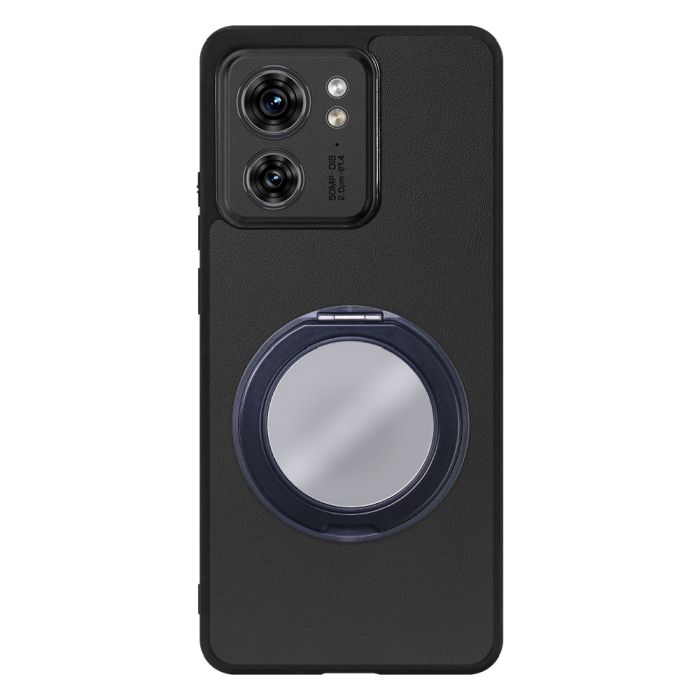 [ LOOF RING-SHELL (ミラー Ver.) ] motorola edge 40  スマホケース 背面 ケース カバー ミラー付きスマホリング スタンド 本革 レザー 落下防止  [ motorola edge 40 ]