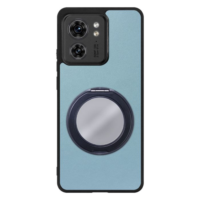 [ LOOF RING-SHELL (ミラー Ver.) ] motorola edge 40  スマホケース 背面 ケース カバー ミラー付きスマホリング スタンド 本革 レザー 落下防止  [ motorola edge 40 ]