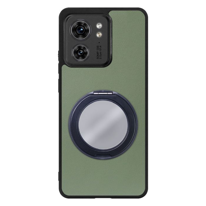 [ LOOF RING-SHELL (ミラー Ver.) ] motorola edge 40  スマホケース 背面 ケース カバー ミラー付きスマホリング スタンド 本革 レザー 落下防止  [ motorola edge 40 ]