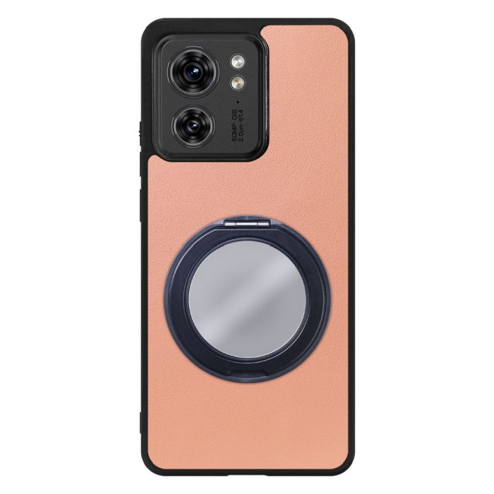 [ LOOF RING-SHELL (ミラー Ver.) ] motorola edge 40  スマホケース 背面 ケース カバー ミラー付きスマホリング スタンド 本革 レザー 落下防止  [ motorola edge 40 ]