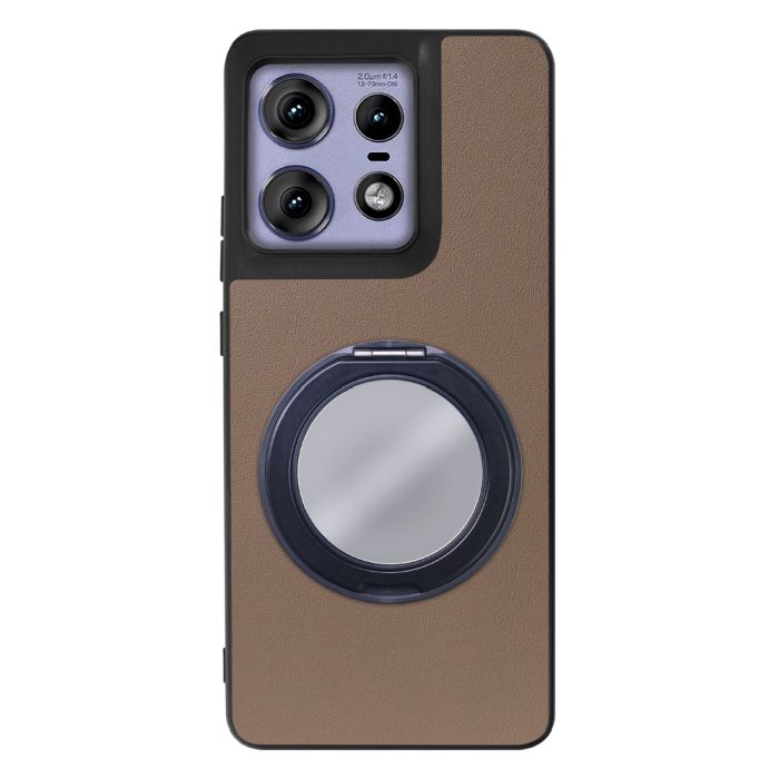 [ LOOF RING-SHELL (ミラー Ver.) ] motorola edge 50 pro / 50s pro  スマホケース 背面 ケース カバー ミラー付きスマホリング スタンド 本革 レザー 落下防止  [ motorola edge 50 pro / 50s pro ]