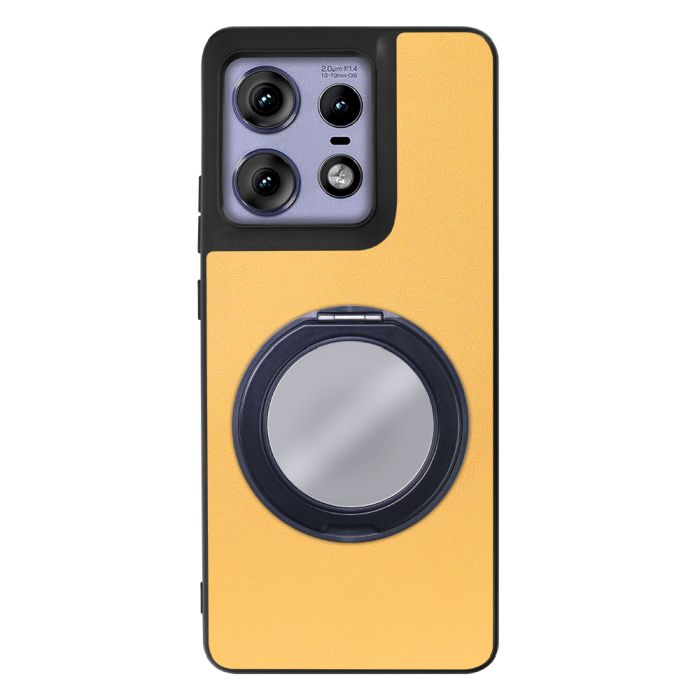 [ LOOF RING-SHELL (ミラー Ver.) ] motorola edge 50 pro / 50s pro  スマホケース 背面 ケース カバー ミラー付きスマホリング スタンド 本革 レザー 落下防止  [ motorola edge 50 pro / 50s pro ]