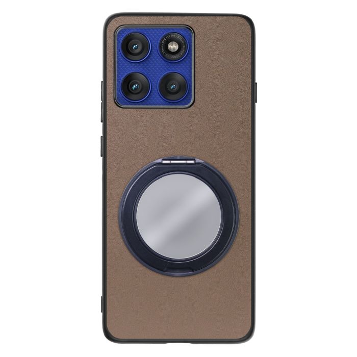 [ LOOF RING-SHELL (ミラー Ver.) ] motorola edge 60 pro / 60s pro  スマホケース 背面 ケース カバー ミラー付きスマホリング スタンド 本革 レザー 落下防止  [ motorola edge 60 pro / 60s pro ]