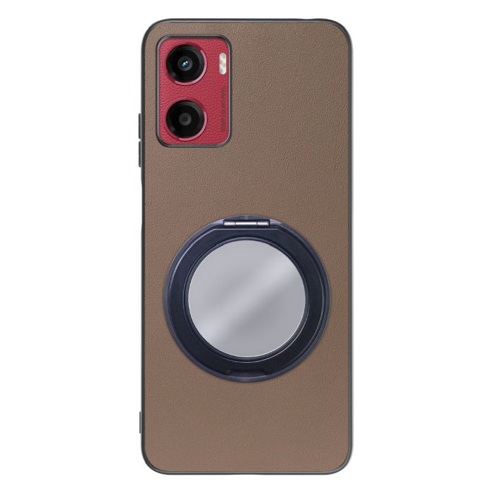 [ LOOF RING-SHELL (ミラー Ver.) ] moto g05 motorola スマホケース 背面 ケース カバー ミラー付きスマホリング スタンド 本革 レザー 落下防止  [ moto g05 ]