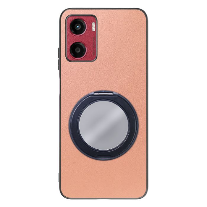[ LOOF RING-SHELL (ミラー Ver.) ] moto g05 motorola スマホケース 背面 ケース カバー ミラー付きスマホリング スタンド 本革 レザー 落下防止  [ moto g05 ]