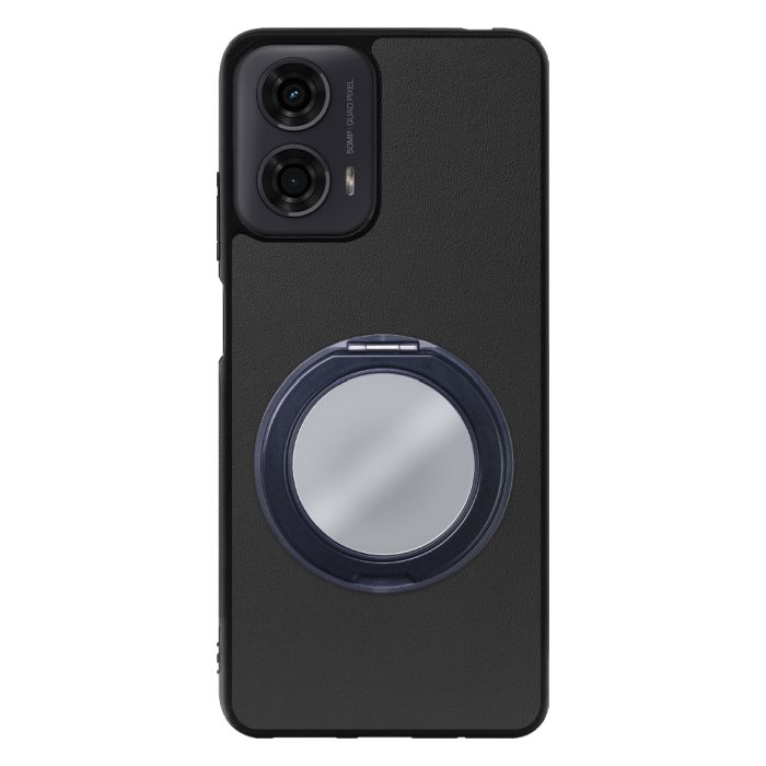 [ LOOF RING-SHELL (ミラー Ver.) ] moto g24 motorola g24 スマホケース 背面 ケース カバー ミラー付きスマホリング スタンド 本革 レザー 落下防止  [ moto g24 ]