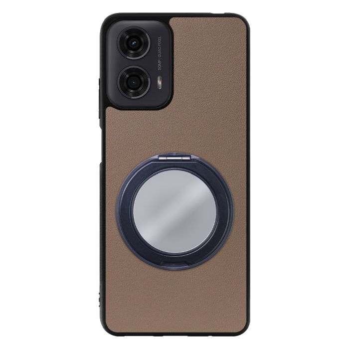 [ LOOF RING-SHELL (ミラー Ver.) ] moto g24 motorola g24 スマホケース 背面 ケース カバー ミラー付きスマホリング スタンド 本革 レザー 落下防止  [ moto g24 ]