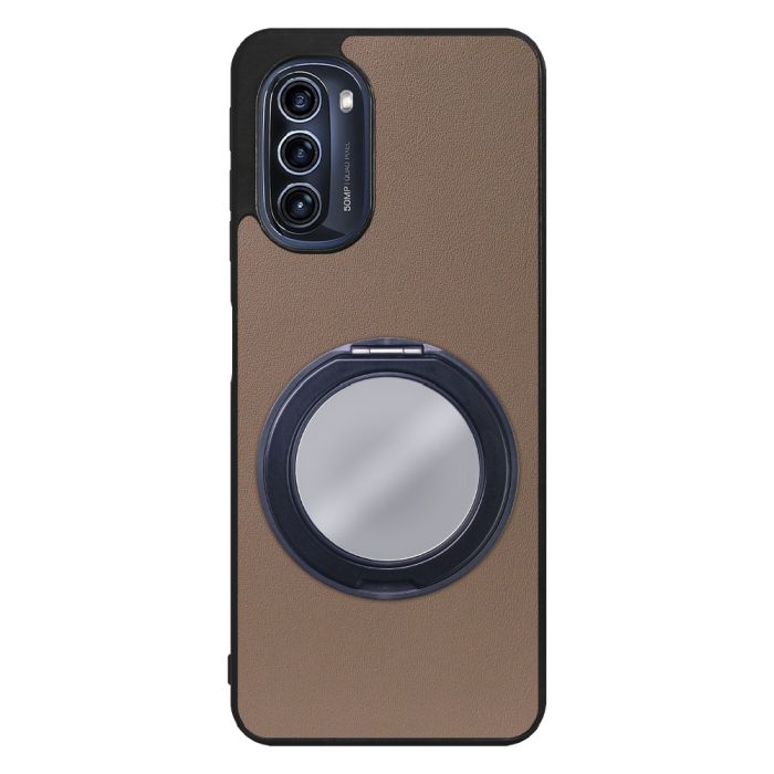 [ LOOF RING-SHELL (ミラー Ver.) ] moto g52j 5G motog52j5g motog52j スマホケース 背面 ケース カバー ミラー付きスマホリング スタンド 本革 レザー 落下防止  [ moto g52j 5G ]