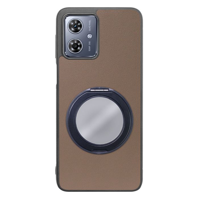 [ LOOF RING-SHELL (ミラー Ver.) ] moto g64 5G / g64y 5G  スマホケース 背面 ケース カバー ミラー付きスマホリング スタンド 本革 レザー 落下防止  [ moto g64 5G / g64y 5G ]