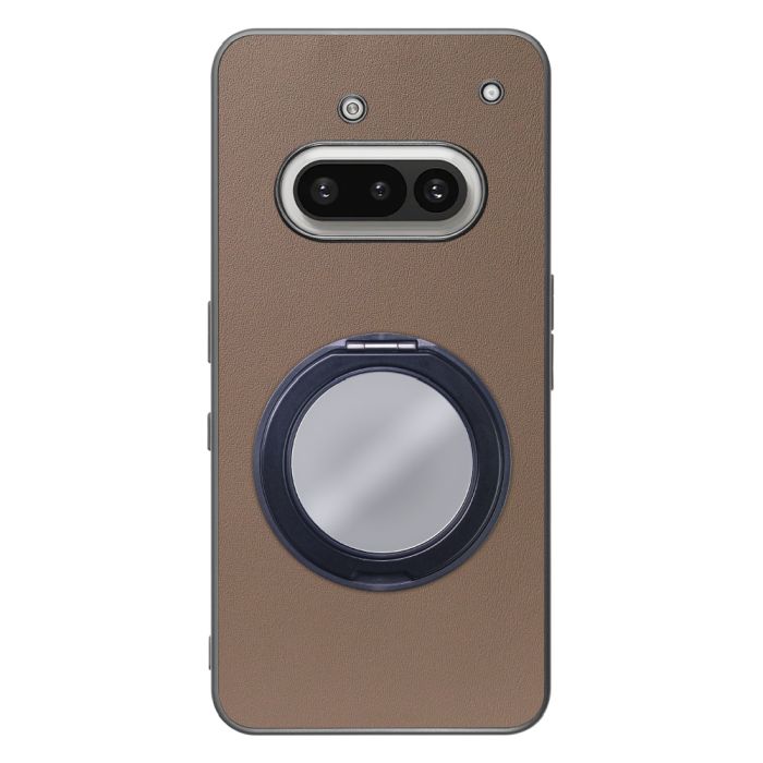 [ LOOF RING-SHELL (ミラー Ver.) ] Nothing Phone (3a) Phone 3a スマホケース 背面 ケース カバー ミラー付きスマホリング スタンド 本革 レザー 落下防止  [ Nothing Phone (3a) ]